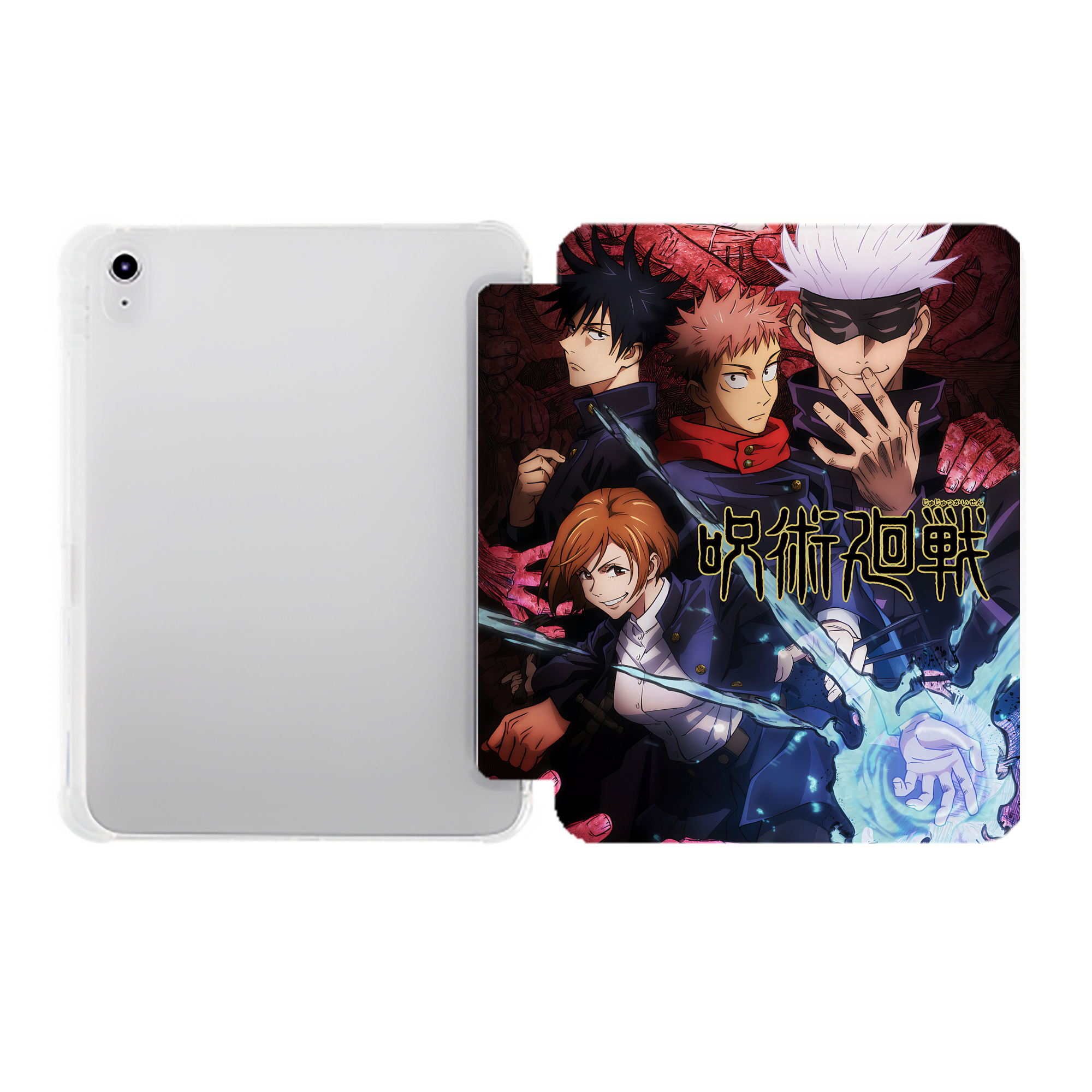 （画像用） 呪術廻戦 Jujutsu Kaisen IPad ケース ペン収納付き 三つ折りスタンド PUレザー×シリコン 対応機種9.5/10.5/10.9インチ
